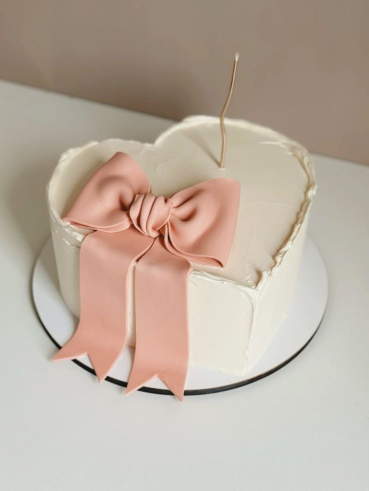 heart shaped cake with ribbon